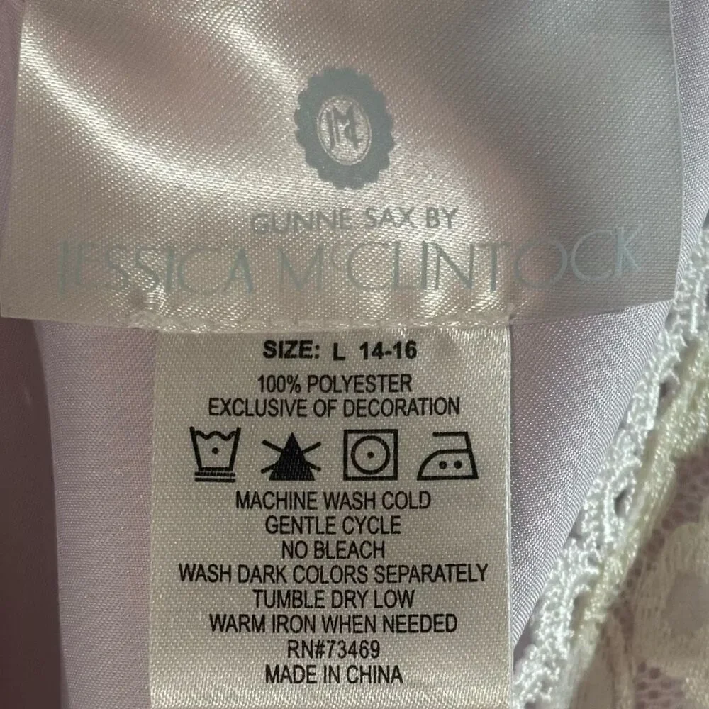 Vintage Gunne Sax by Jessica McClintock Satin Lace Slip Dress #U1045 Large‎ NWOT